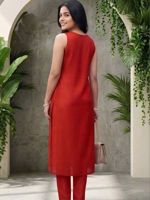 Women Ethnic Motifs Embroidered Regular Thread Work Kurta with Trousers 5