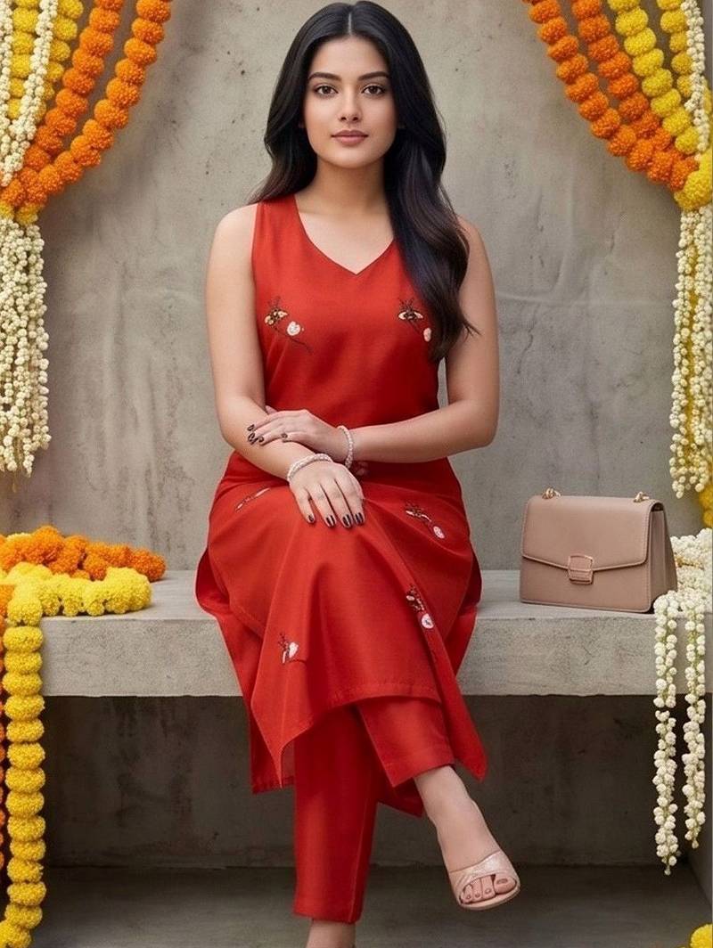 Women Ethnic Motifs Embroidered Regular Thread Work Kurta with Trousers