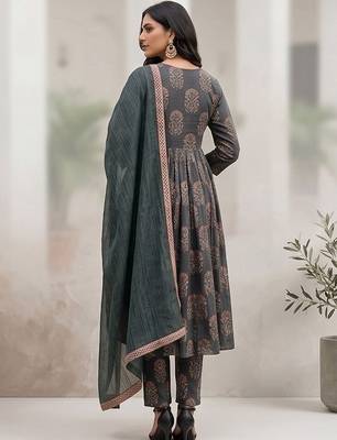 Women Ethnic Motifs Printed Regular Kurta with Trousers & With Dupatta 3