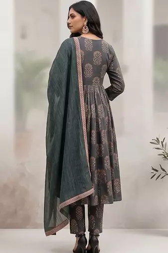 Women Ethnic Motifs Printed Regular Kurta with Trousers & With Dupatta