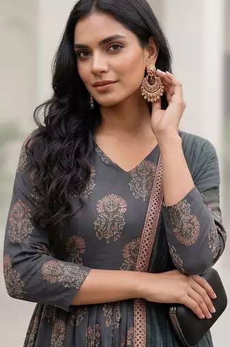 Women Ethnic Motifs Printed Regular Kurta with Trousers & With Dupatta