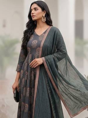 Women Ethnic Motifs Printed Regular Kurta with Trousers & With Dupatta 6
