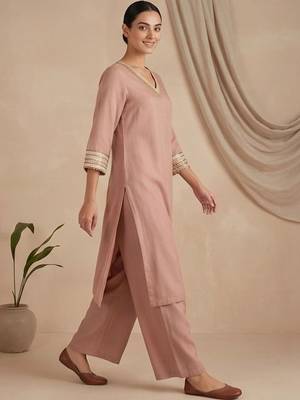 Women Ethnic Motifs Regular Thread Work Kurta with Palazzos & With Dupatta 1