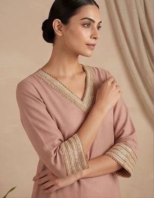 Women Ethnic Motifs Regular Thread Work Kurta with Palazzos & With Dupatta 5