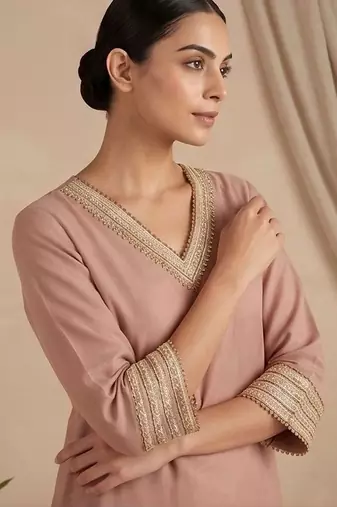 Women Ethnic Motifs Regular Thread Work Kurta with Palazzos & With Dupatta