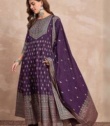 Ethnic Motifs Printed Zari Anarkali Kurta With Trousers And Dupatta