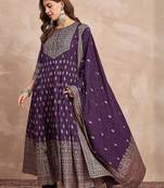Ethnic Motifs Printed Zari Anarkali Kurta With Trousers And Dupatta