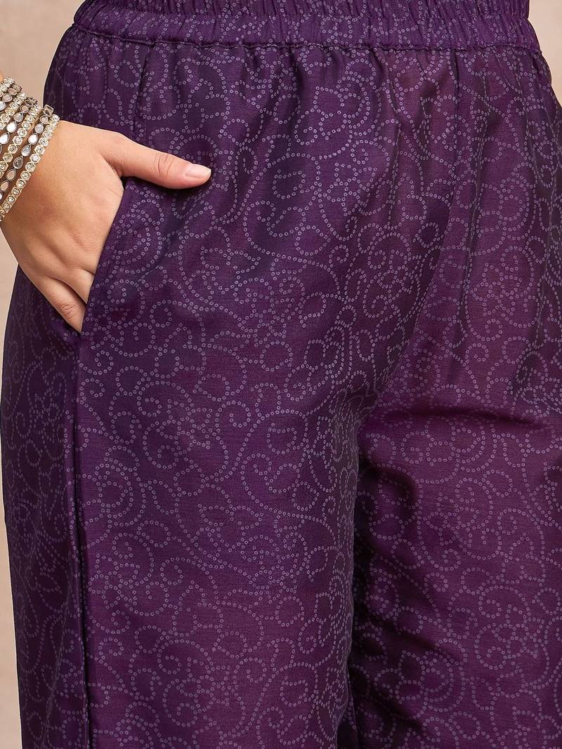 Ethnic Motifs Printed Zari Anarkali Kurta With Trousers And Dupatta