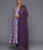 Bandhani Printed Chanderi Silk Anarkali Kurta & Trousers With Dupatta