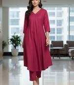 Women Pleated Kurta with Trousers