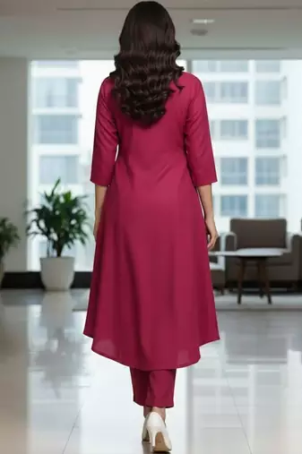 Women Pleated Kurta with Trousers