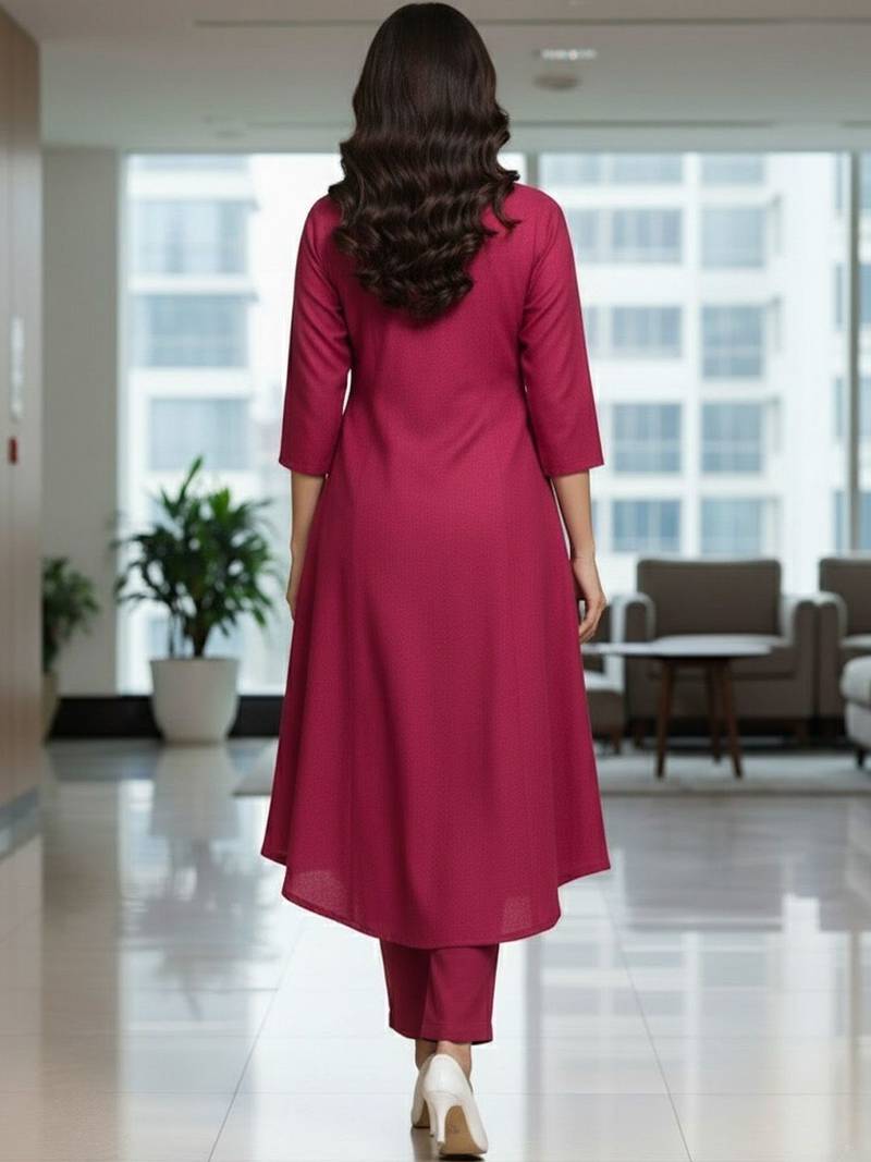 Women Pleated Kurta with Trousers