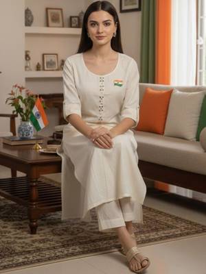 Women Regular Thread Work Kurta with Trousers 3