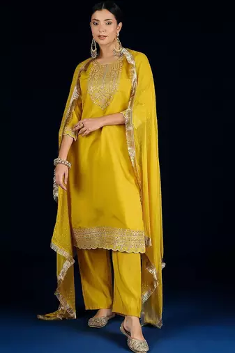 Women Ethnic Motifs Embroidered Kurta with Trousers & Dupatta