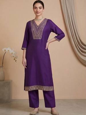 Women Ethnic Motifs Embroidered Regular Thread Work Kurta with Trousers & With Dupatta 4