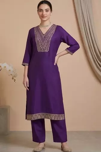 Women Ethnic Motifs Embroidered Regular Thread Work Kurta with Trousers & With Dupatta