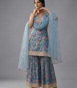Women Floral Printed Regular Gotta Patti Kurta with Sharara & With Dupatta