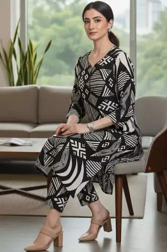 Women Printed Regular Kurta with Trousers