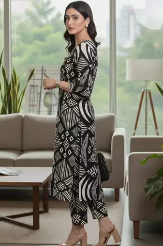 Women Printed Regular Kurta with Trousers