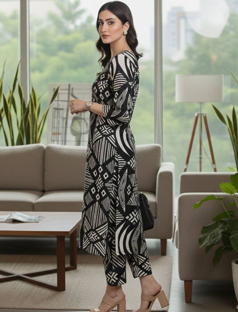 Women Printed Regular Kurta with Trousers