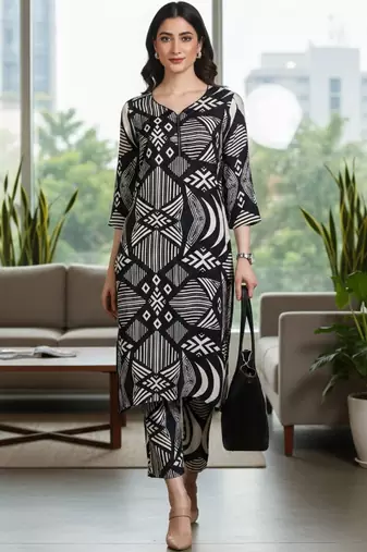 Women Printed Regular Kurta with Trousers