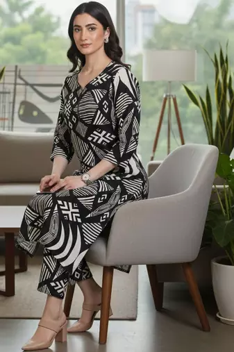 Women Printed Regular Kurta with Trousers