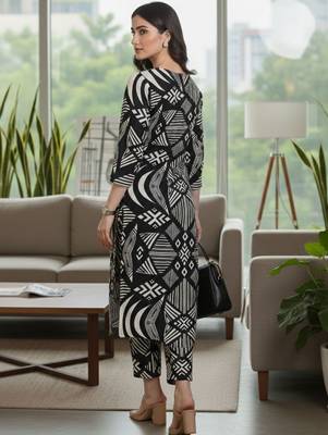 Women Printed Regular Kurta with Trousers 6