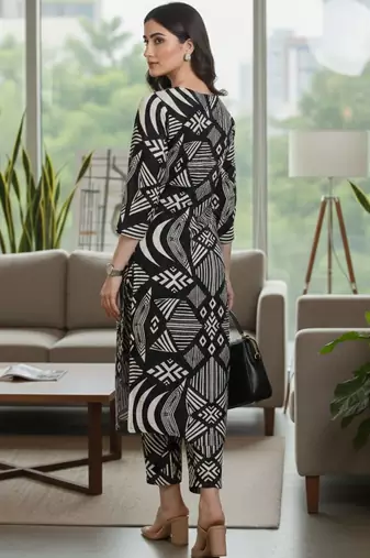 Women Printed Regular Kurta with Trousers