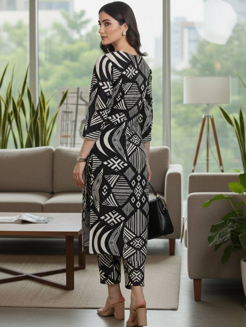 Women Printed Regular Kurta with Trousers