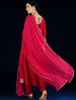 Women Yoke Design Regular Kurta with Trousers & Dupatta 6
