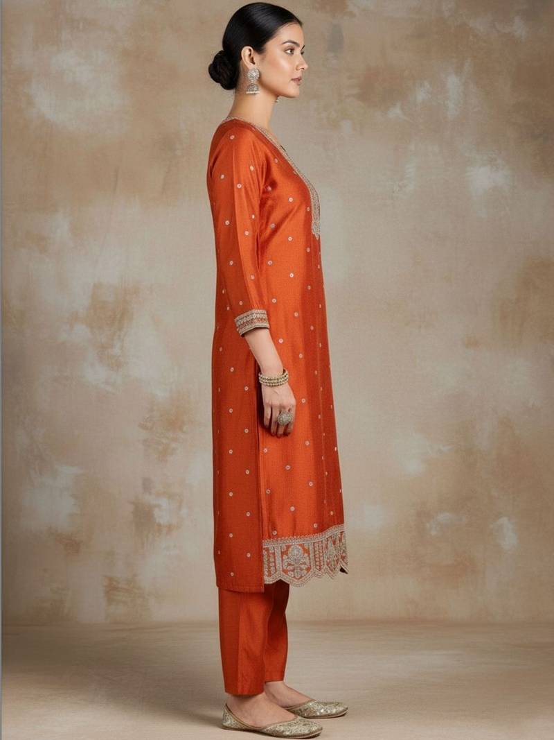 Women Ethnic Motifs Embroidered Regular Thread Work Kurta with Trousers & With Dupatta