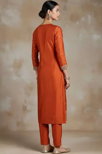 Women Ethnic Motifs Embroidered Regular Thread Work Kurta with Trousers & With Dupatta