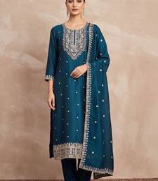 Women Ethnic Motifs Embroidered Regular Thread Work Kurta with Trousers & With Dupatta