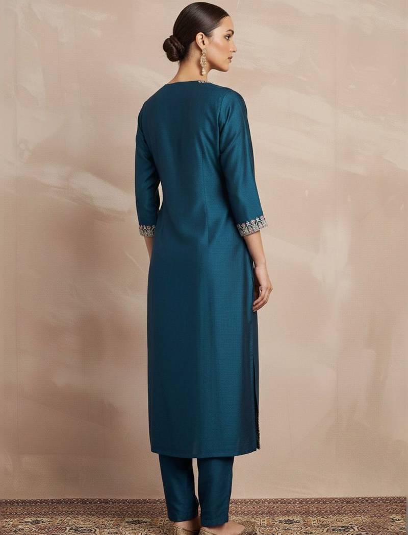 Women Ethnic Motifs Embroidered Regular Thread Work Kurta with Trousers & With Dupatta