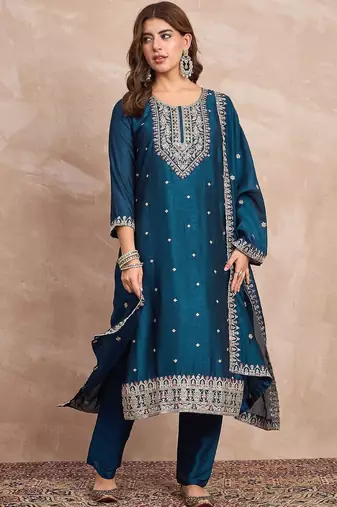 Women Ethnic Motifs Embroidered Kurta with Trousers & Dupatta