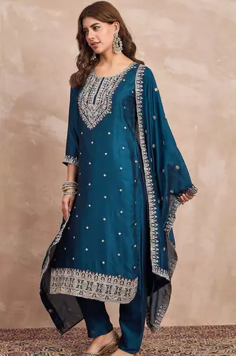Women Ethnic Motifs Embroidered Kurta with Trousers & Dupatta