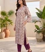 women ethnic motifs printed regular kurta with trousers