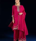 Women Ethnic Motifs Embroidered Kurta with Sharara & Dupatta