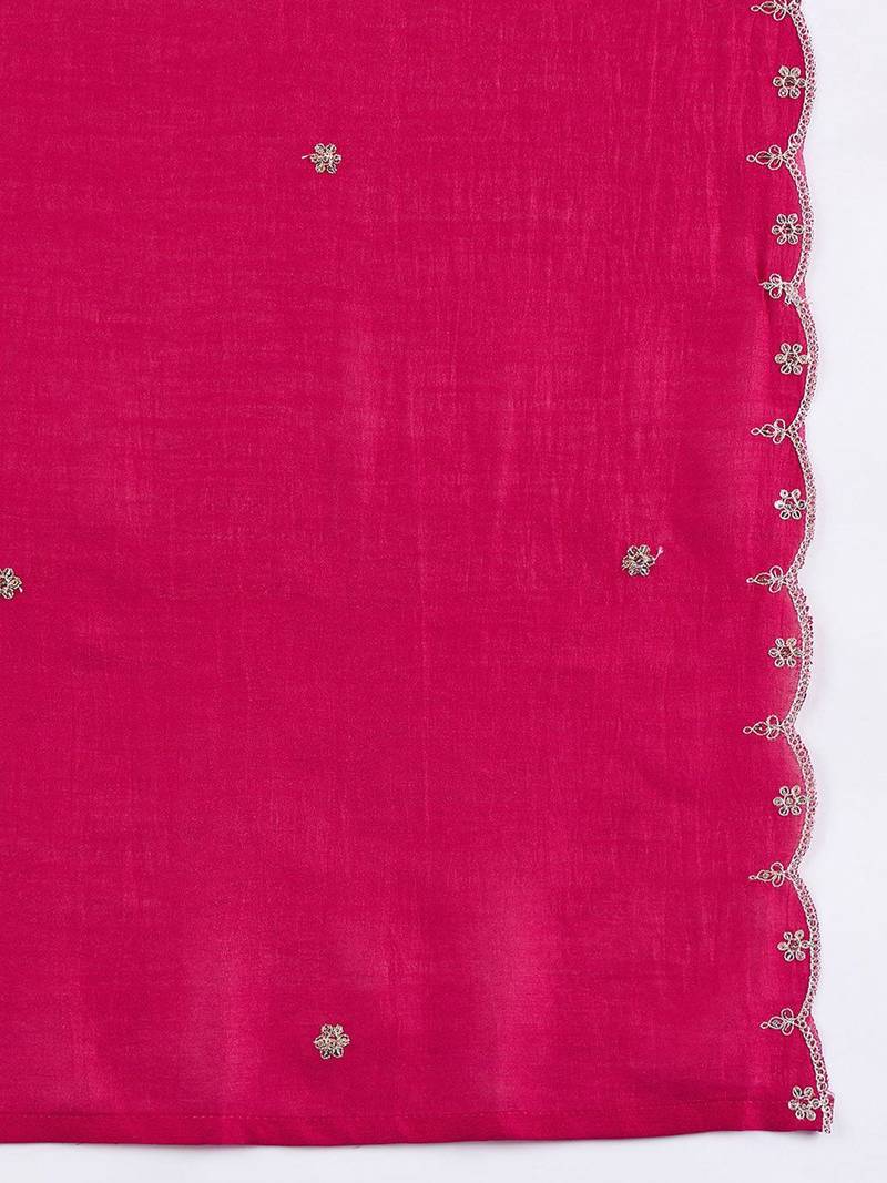Women Ethnic Motifs Embroidered Kurta with Sharara & Dupatta