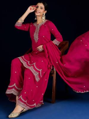 Women Ethnic Motifs Embroidered Kurta with Sharara & Dupatta 7