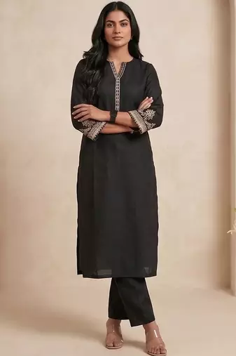 Women Ethnic Motifs Embroidered Regular Thread Work Kurta with Trousers
