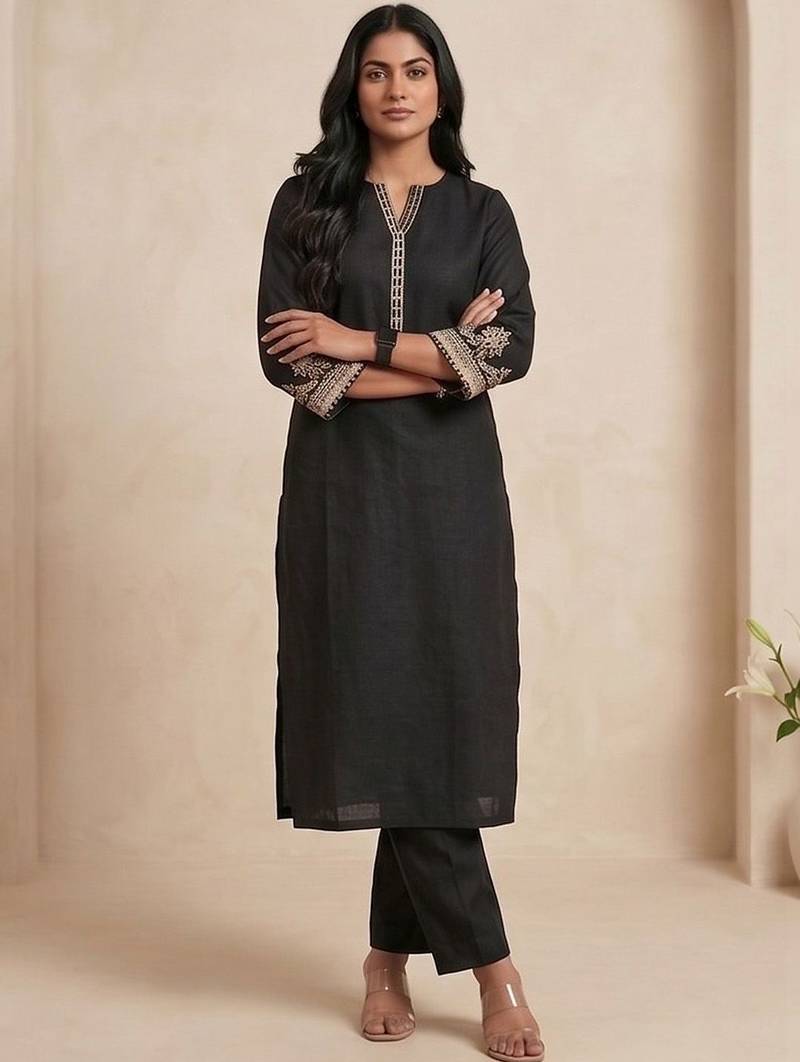 Women Ethnic Motifs Embroidered Regular Thread Work Kurta with Trousers