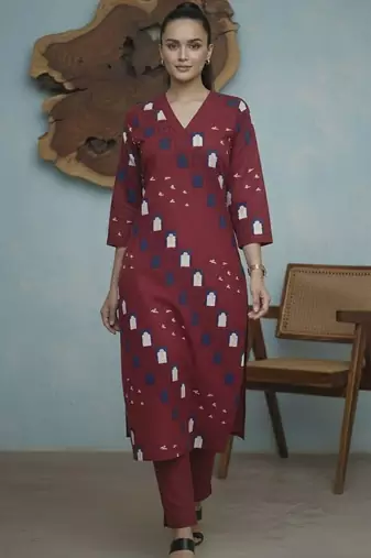 Women Ethnic Motifs Printed Regular Kurta with Trousers