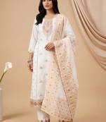 Women Ethnic Motifs Embroidered Regular Thread Work Kurta with Trousers & With Dupatta
