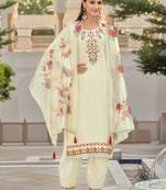 Women Floral Embroidered Regular Thread Work Kurta with Patiala & With Dupatta