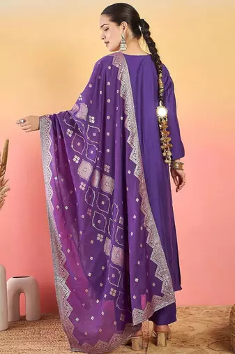 Women Ethnic Motifs Embroidered Beads and Stones Kurta with Trouser & Dupatta