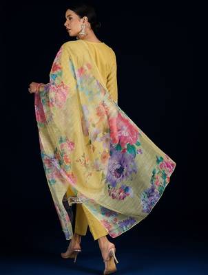 Women Floral Embroidered Pure Cotton Kurta with Trousers & Dupatta 6