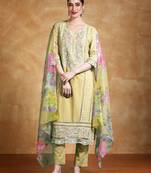 Floral Embroidered Thread Work Pure Cotton Straight Kurta With Trousers & Dupatta