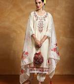 Women Floral Yoke Design Regular Thread Work Kurta with Trousers & With Dupatta