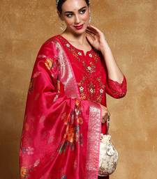 Women Floral Embroidered Regular Thread Work Kurta with Trousers & With Dupatta